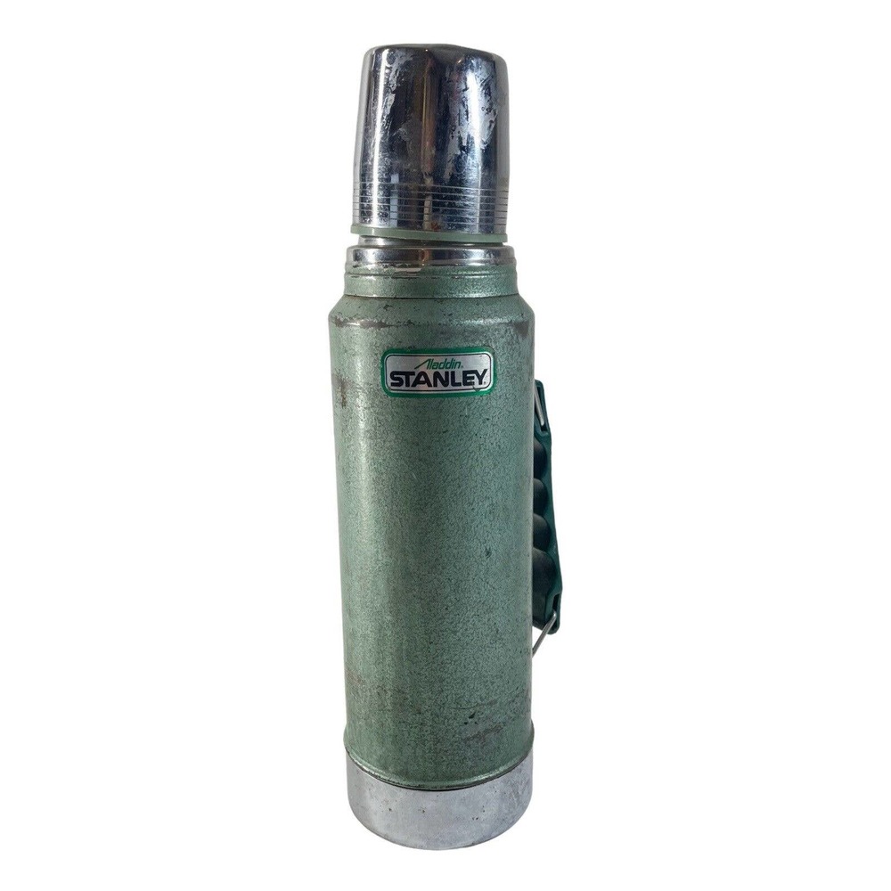 Vintage Aladdin Stanley Thermos No. A-944DH Quart Green Vacuum Bottle USA VTG